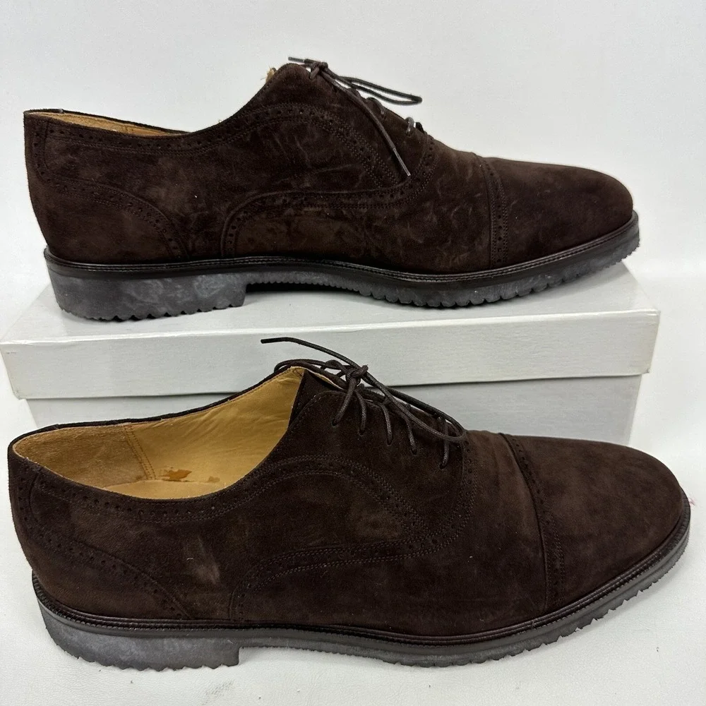 Benjamins Cap Toe Oxford shoes Brown Suede Men's Size 11.5 M Vibram Gumlite Sole
